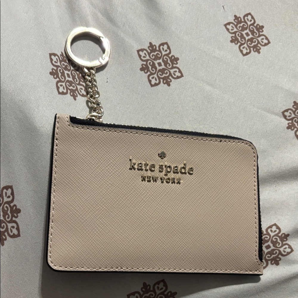 Kate Spade Taupe Keychain Card Holder